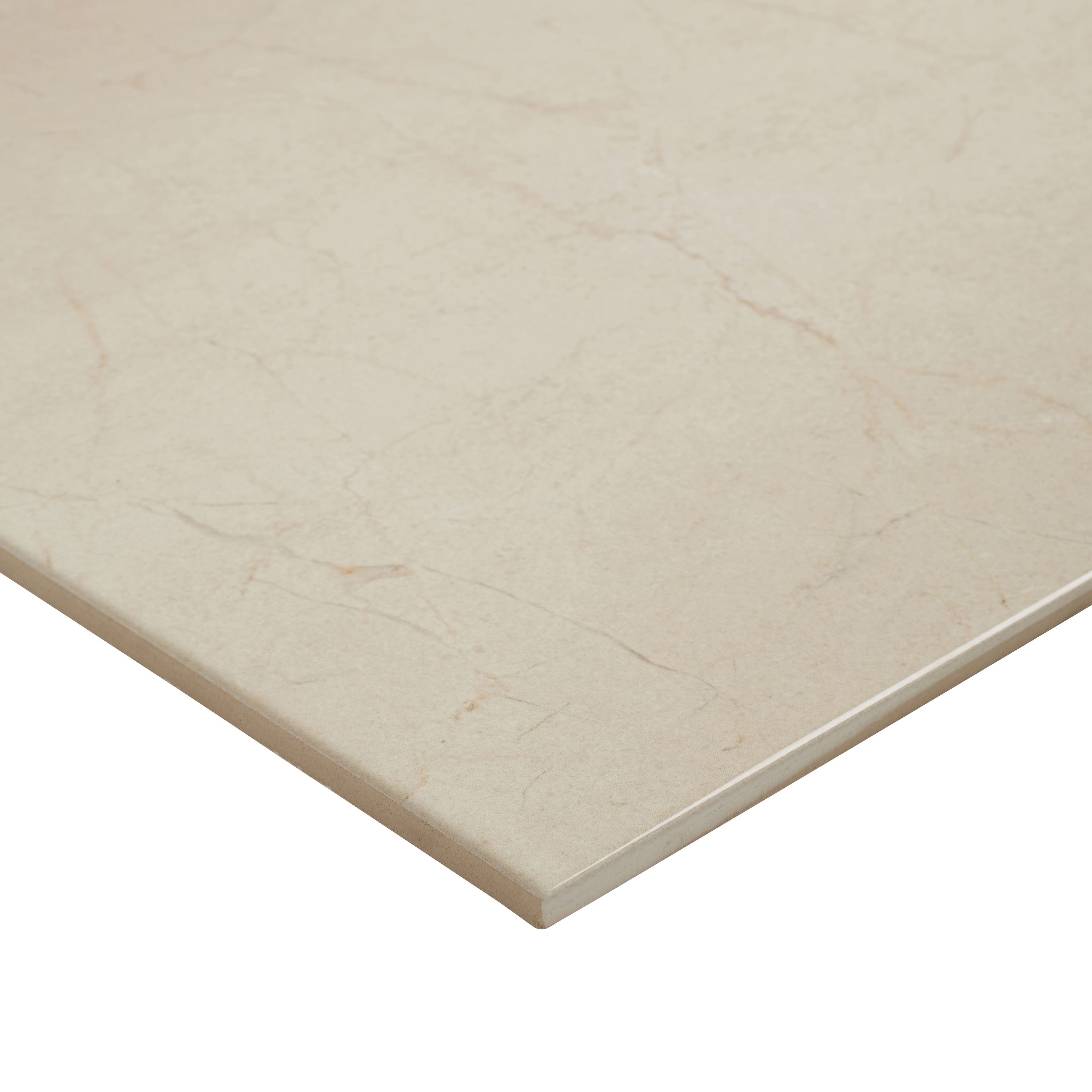 Colours Elegance Beige Gloss Marble effect Ceramic Floor Tile Sample