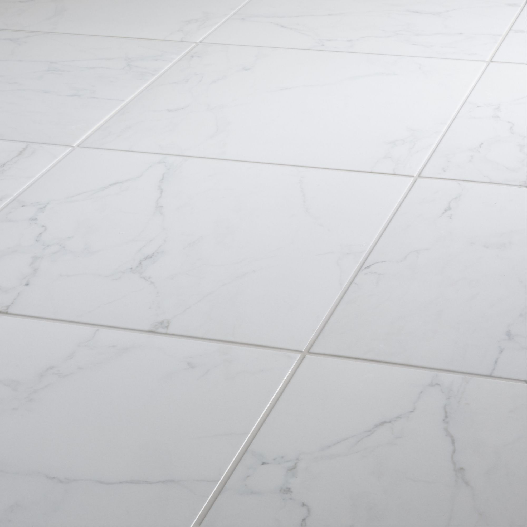 Colours Elegance White Gloss Marble effect Ceramic Floor Tile Sample