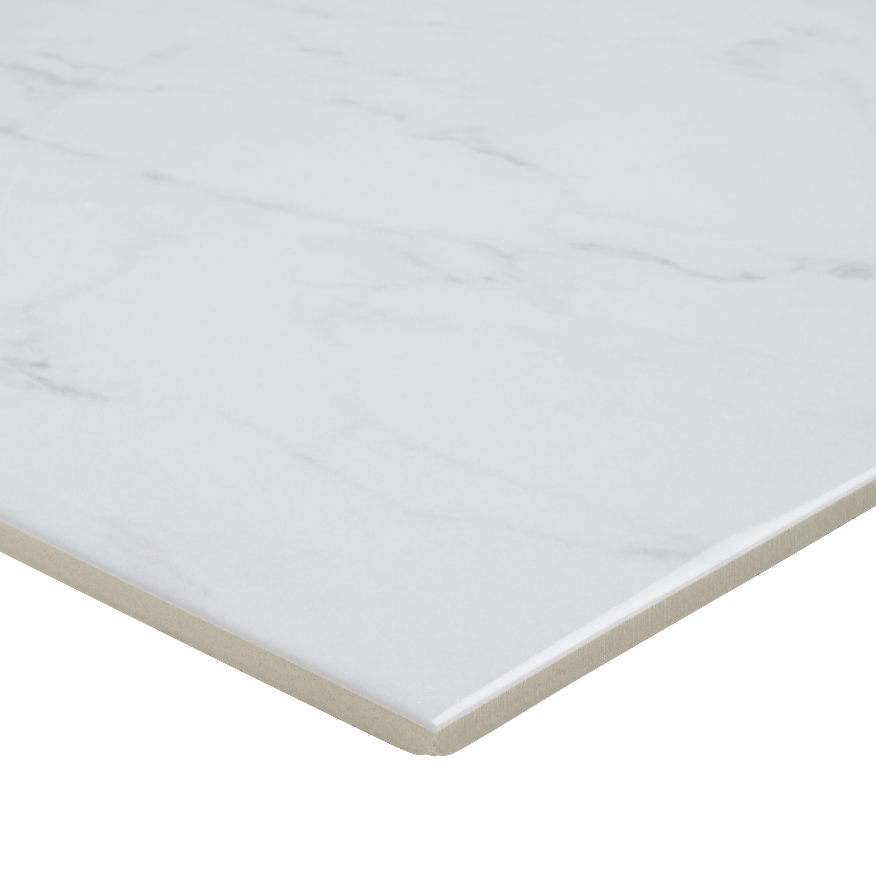 Colours Elegance White Gloss Marble effect Ceramic Floor Tile Sample