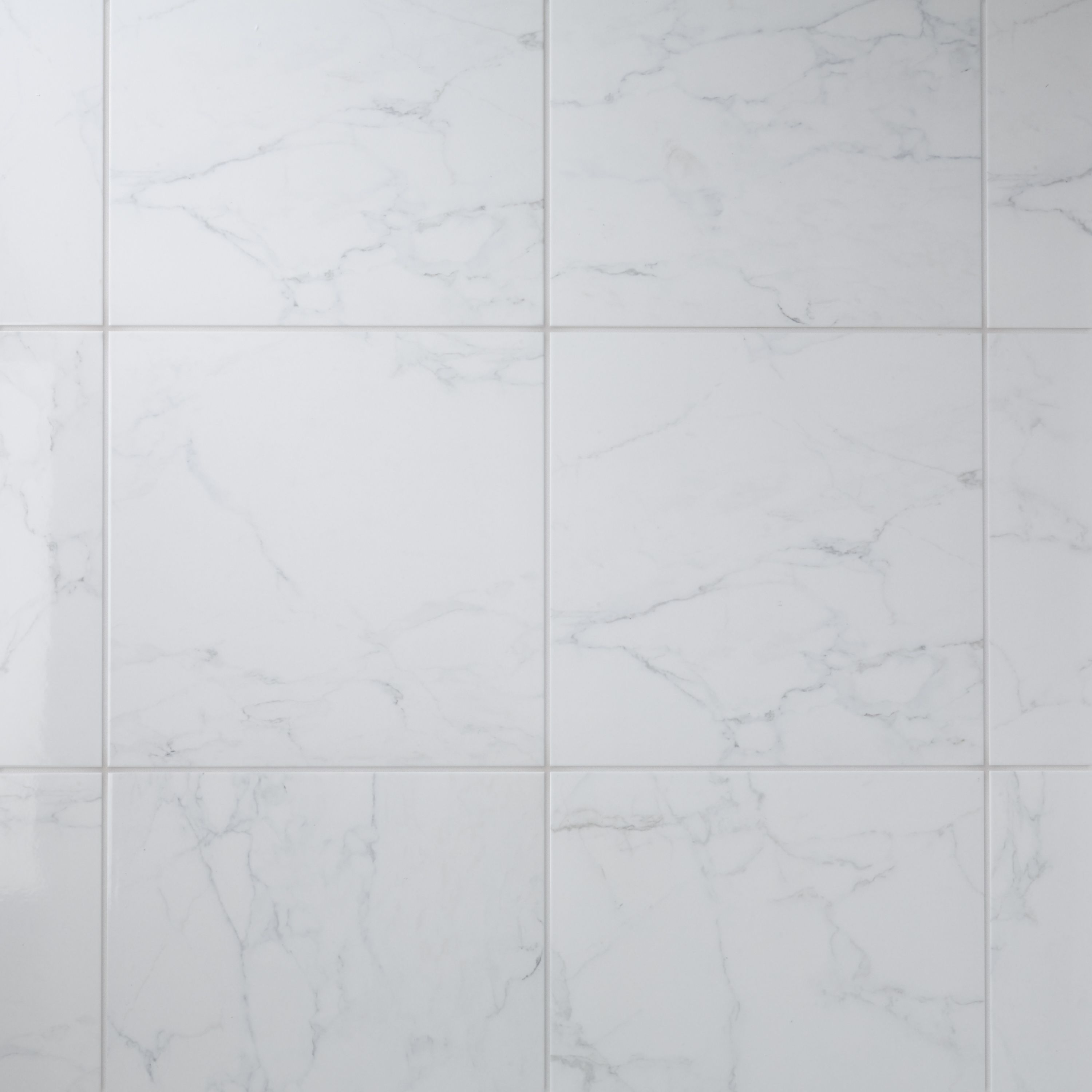 Colours Elegance White Gloss Marble effect Ceramic Indoor Wall & floor Tile, Pack of 7, (L)450mm (W)450mm