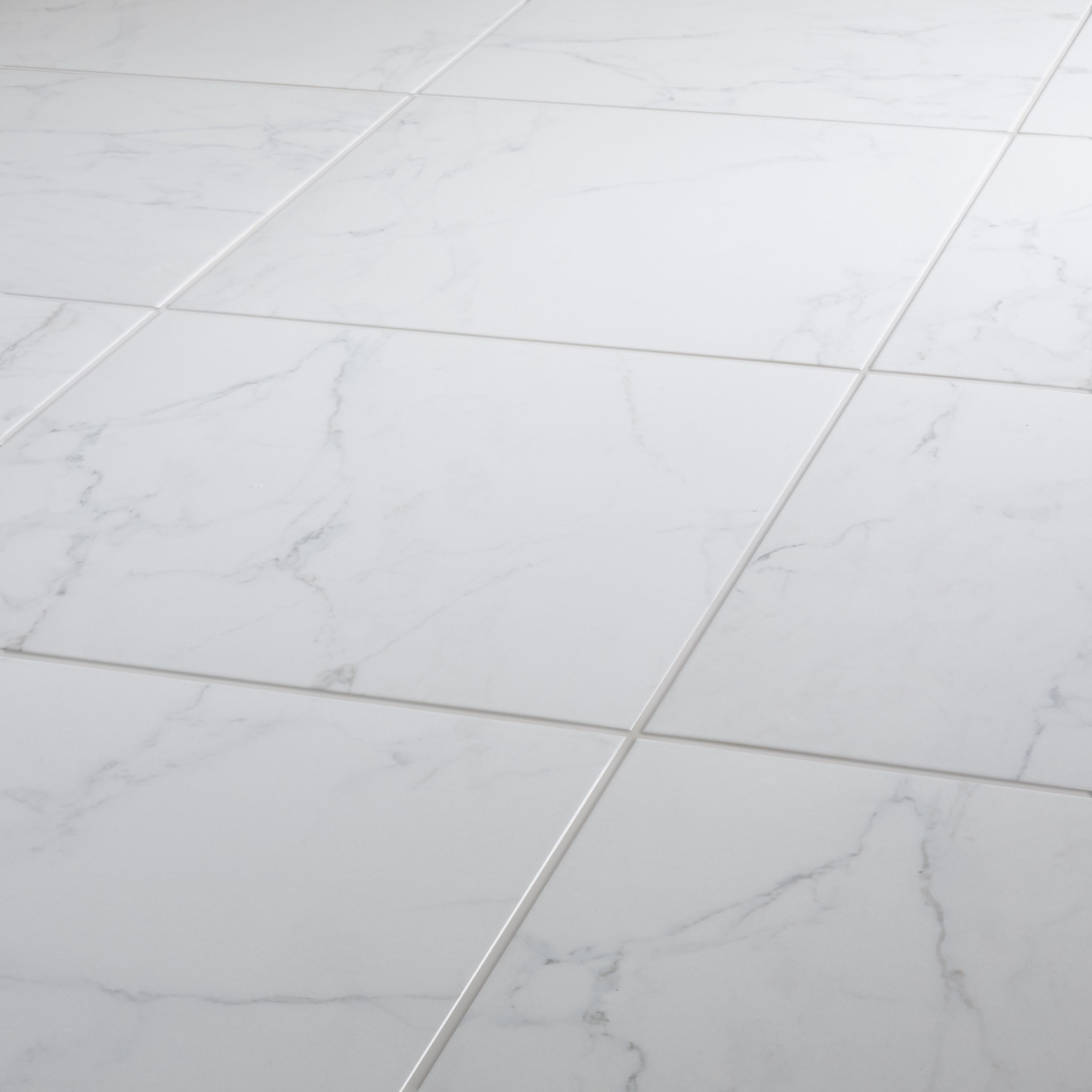 Colours Elegance White Gloss Marble effect Ceramic Indoor Wall & floor Tile, Pack of 7, (L)450mm (W)450mm