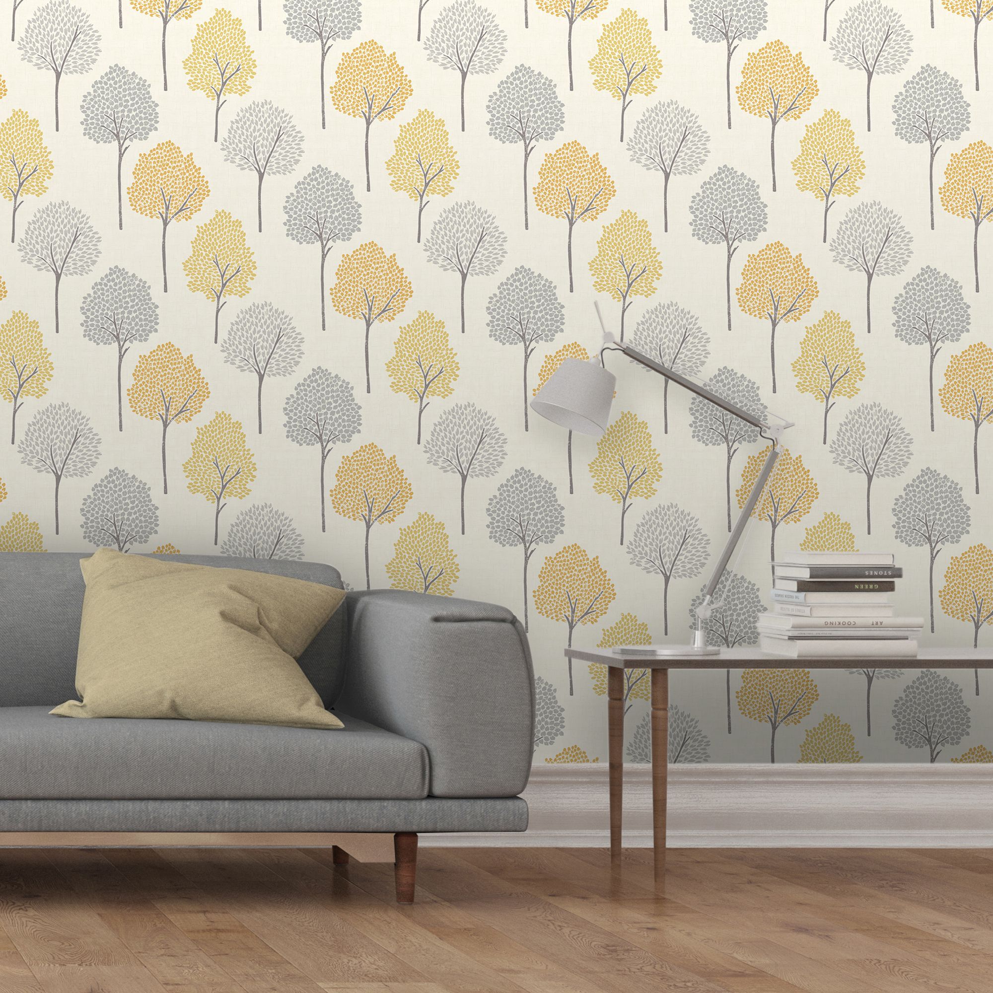 Grey & mustard deals wallpaper