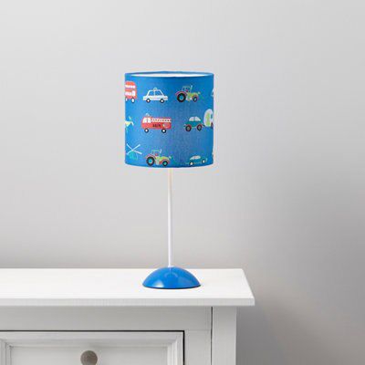 Colours Friedrich Transport Matt Blue LED Table lamp