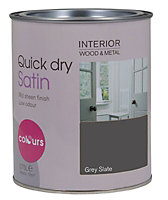 Colours Grey slate Satin Metal & wood paint, 750ml
