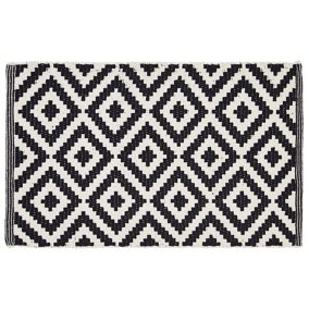 Colours Harrieta Diamond Black & white Door mat (L)0.75m (W)0.45m
