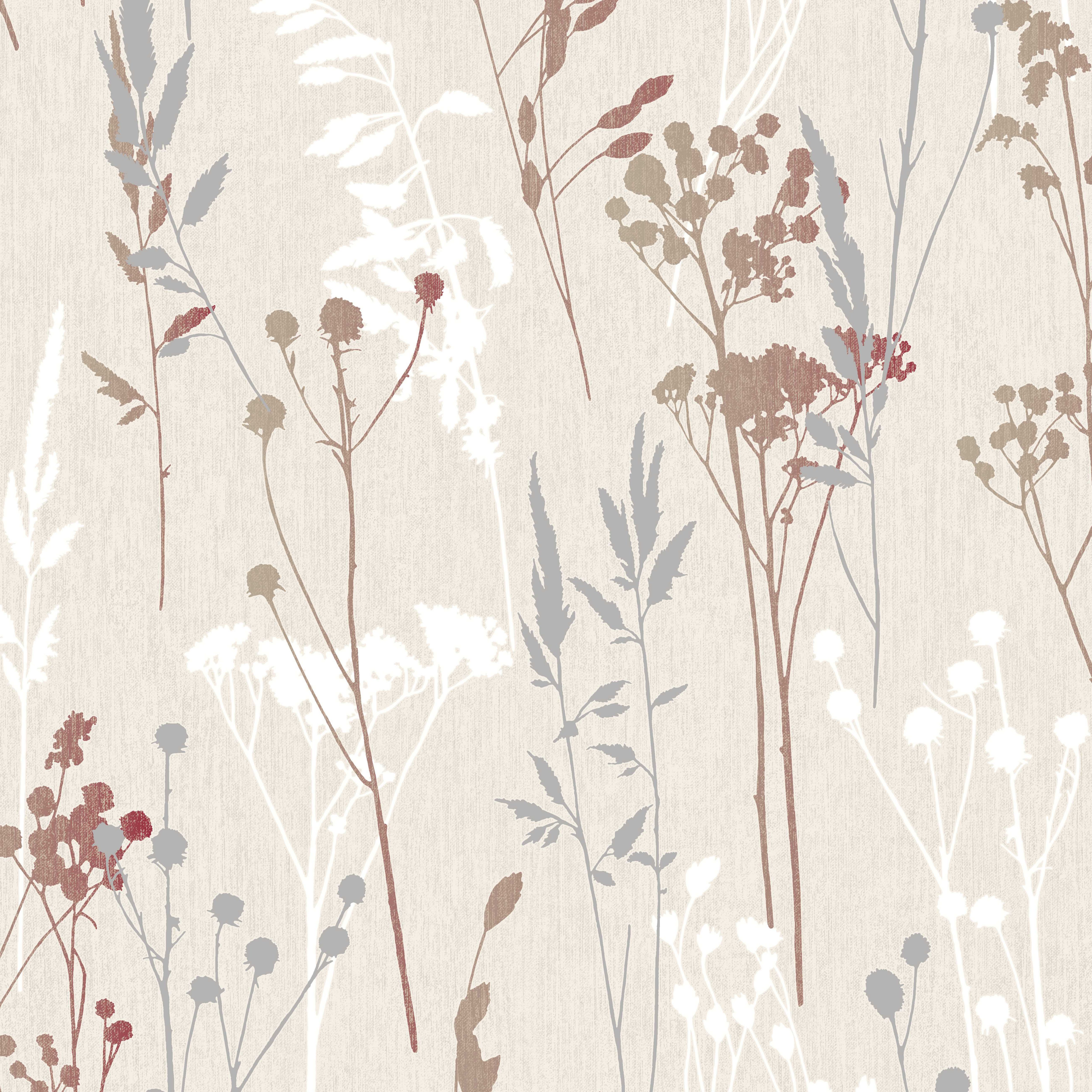 Colours Hayfield Cream & red Thistle Wallpaper | Tradepoint