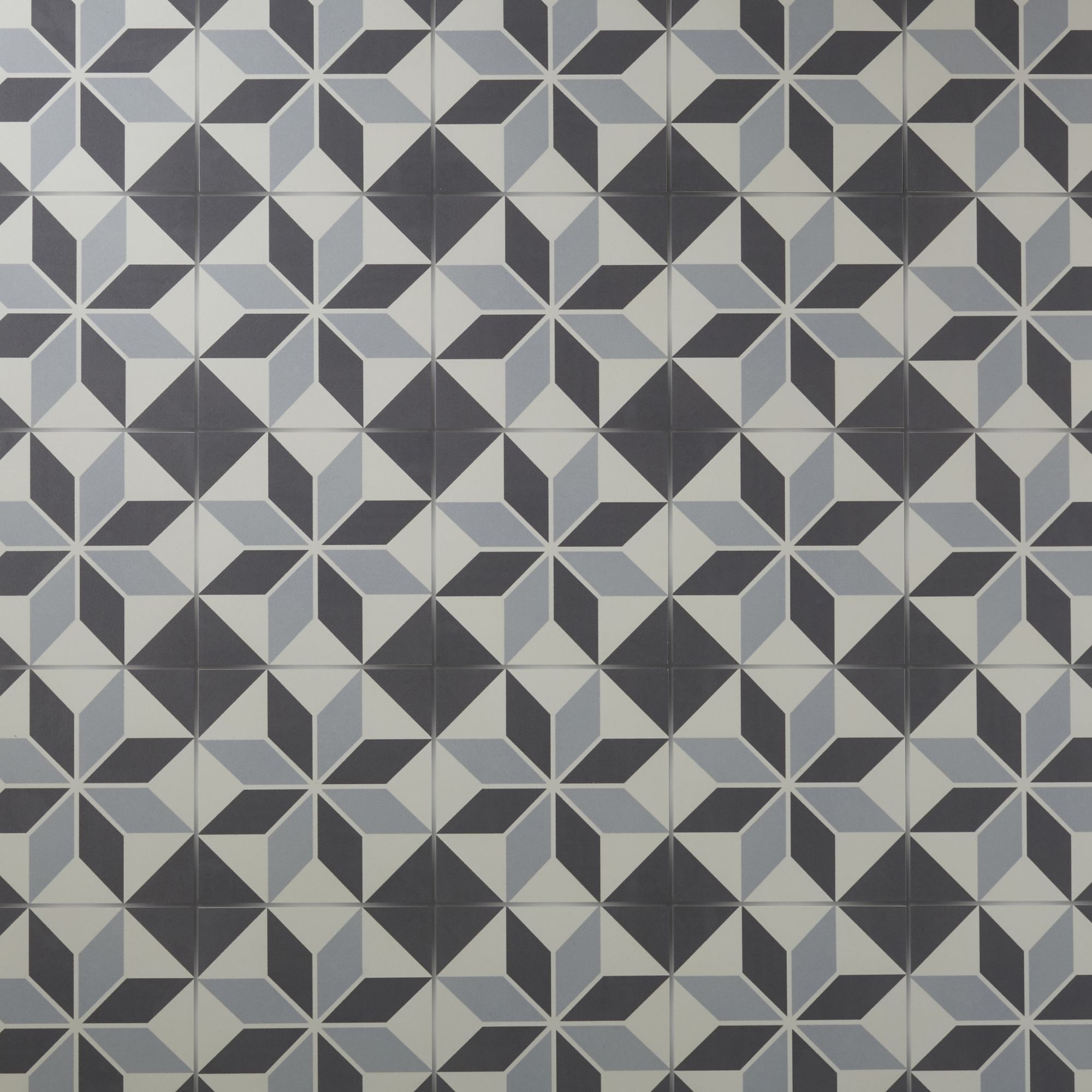 Colours Hydrolic Black & white Matt Star Porcelain Wall & floor Tile Sample