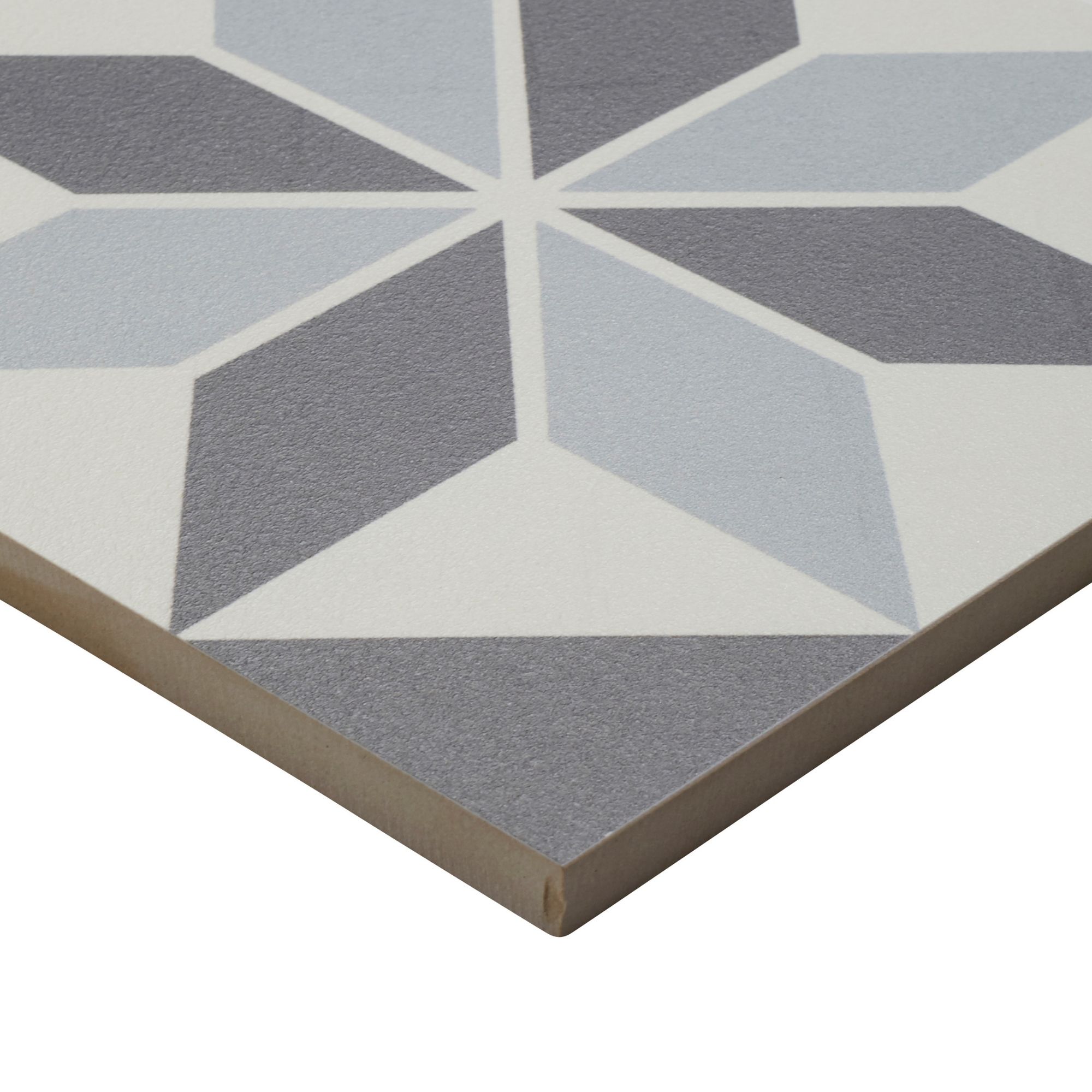 Colours Hydrolic Black & white Matt Star Porcelain Wall & floor Tile Sample