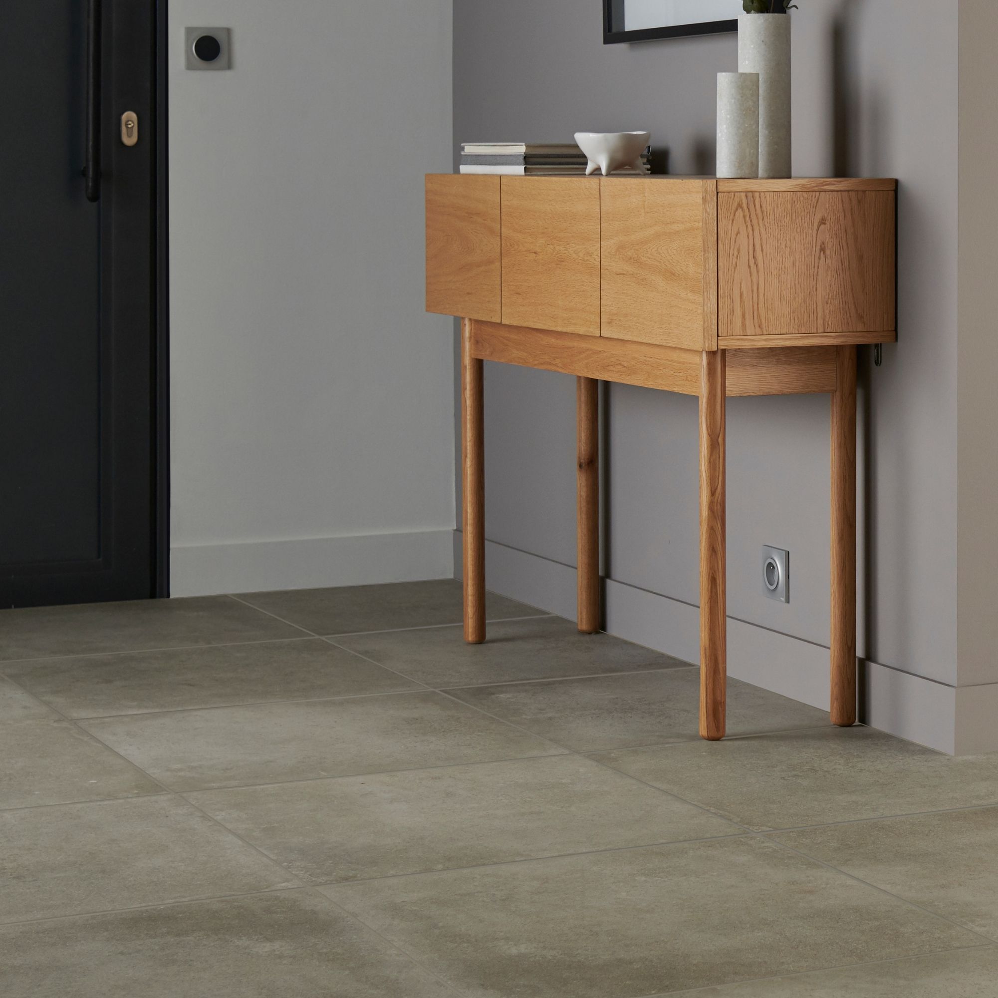 Colours Kontainer Light grey Matt Flat Concrete effect Porcelain Wall & floor Tile Sample