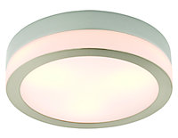 Colours Laguna Brushed Glass & metal Chrome effect 3 Lamp Bathroom Ceiling light