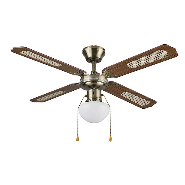 Colours Lari Traditional Antique Brass Effect Ceiling Fan Light Tradepoint - Antique Silver Ceiling Fan With Light