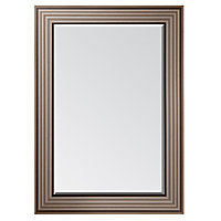 Colours Laverna Brown Silver effect Ridged Rectangular Framed Mirror (H)107cm (W)76cm