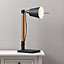 Colours Liber Matt Black Iron & wood effect Incandescent Table lamp