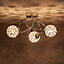 Colours Mantus Brushed Glass & metal Chrome effect 3 Lamp Ceiling light