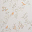 Colours Nadia Burnt orange Trees with birds Mica effect Smooth Wallpaper