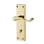 Colours Nehou Polished Brass effect Zamak Scroll WC Door handle (L)96mm, Pair