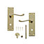 Colours Nehou Polished Brass effect Zamak Scroll WC Door handle (L)96mm, Pair