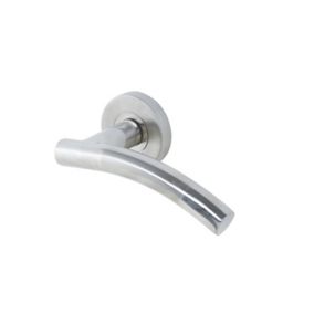 Colours Neia Brushed Nickel effect Stainless steel Curved Latch Push-on rose Door handle (L)140mm, Pair