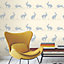 Colours Nell Nordic blue Rabbit Smooth Wallpaper