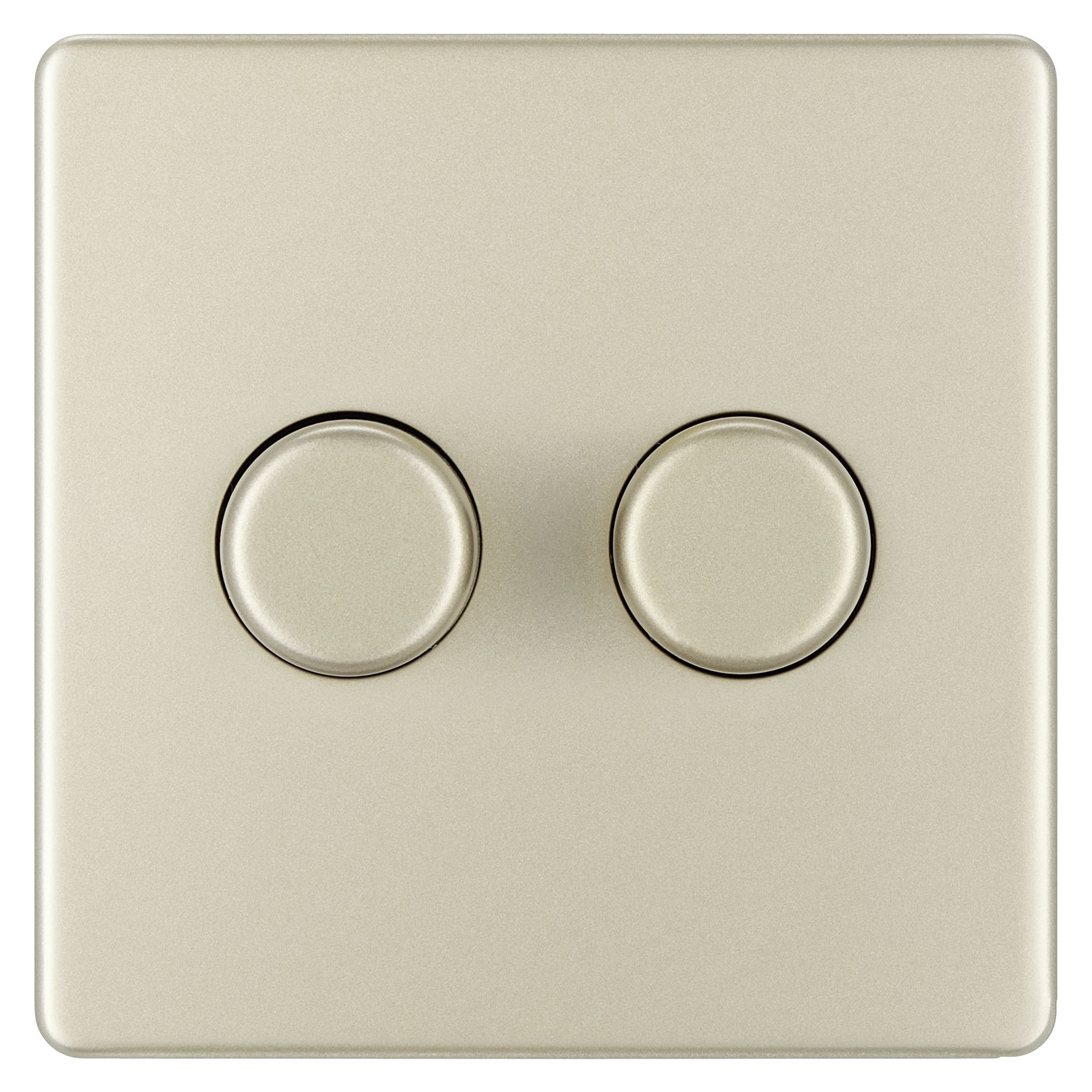 Colours Nickel Flat profile Double 2 way Dimmer switch | Tradepoint