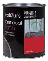 Colours One coat Strawberry Satin Metal & wood paint, 750ml