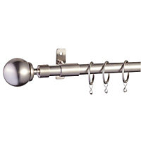 Colours Pandora Stainless steel effect Fixed Curtain pole, (L)4m (Dia)19mm