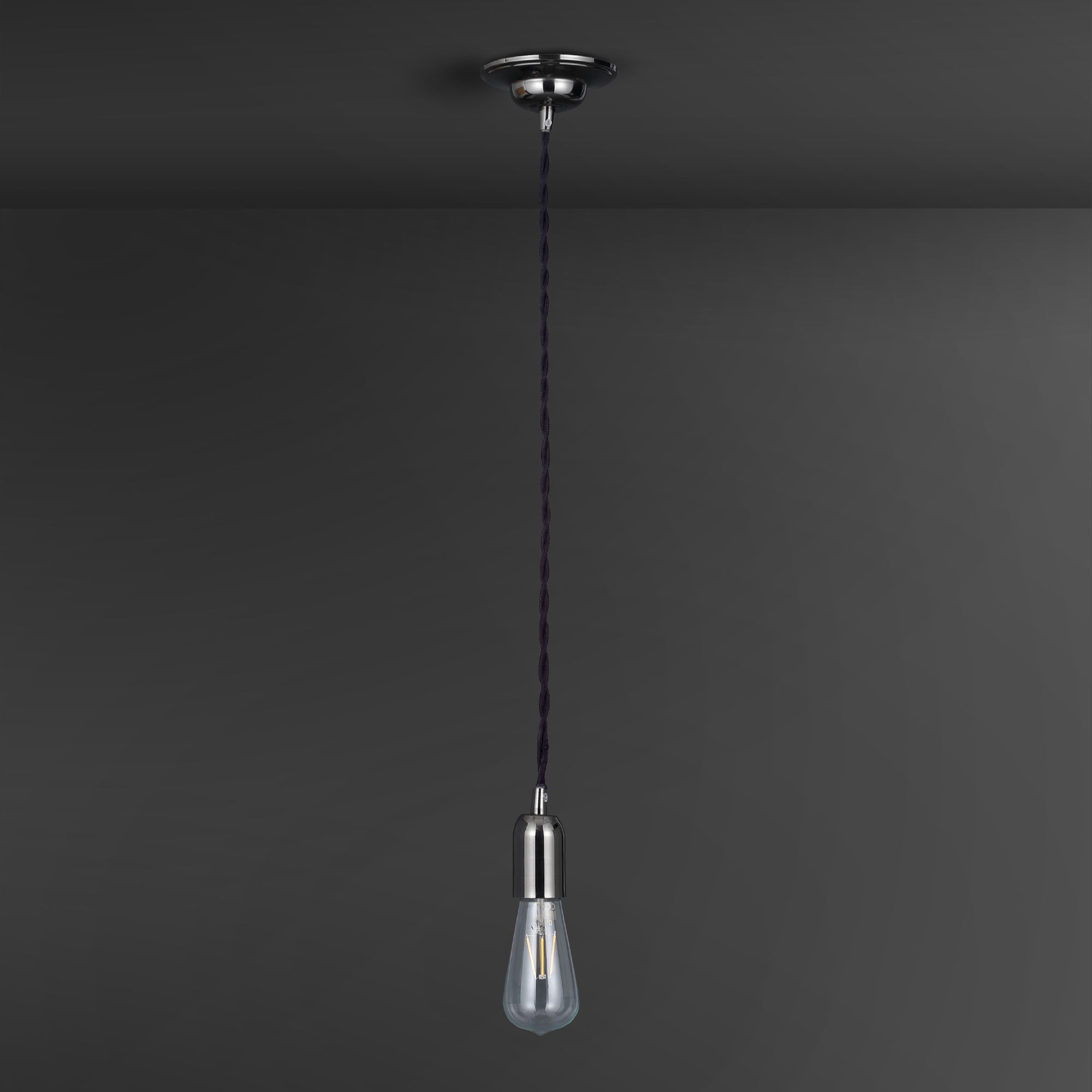 Colours Pendant Fabric & metal Black Nickel effect Ceiling light