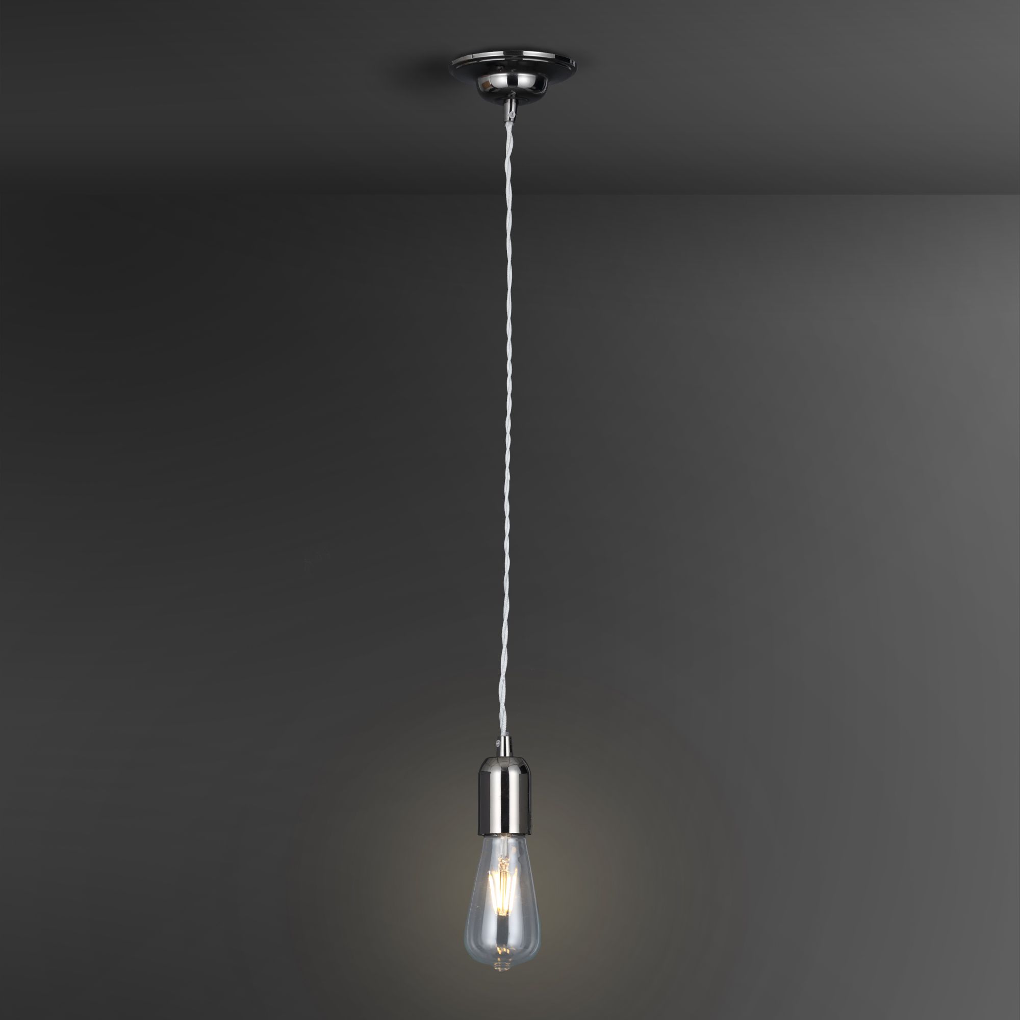 Colours Pendant Fabric & metal Grey Nickel effect Ceiling light