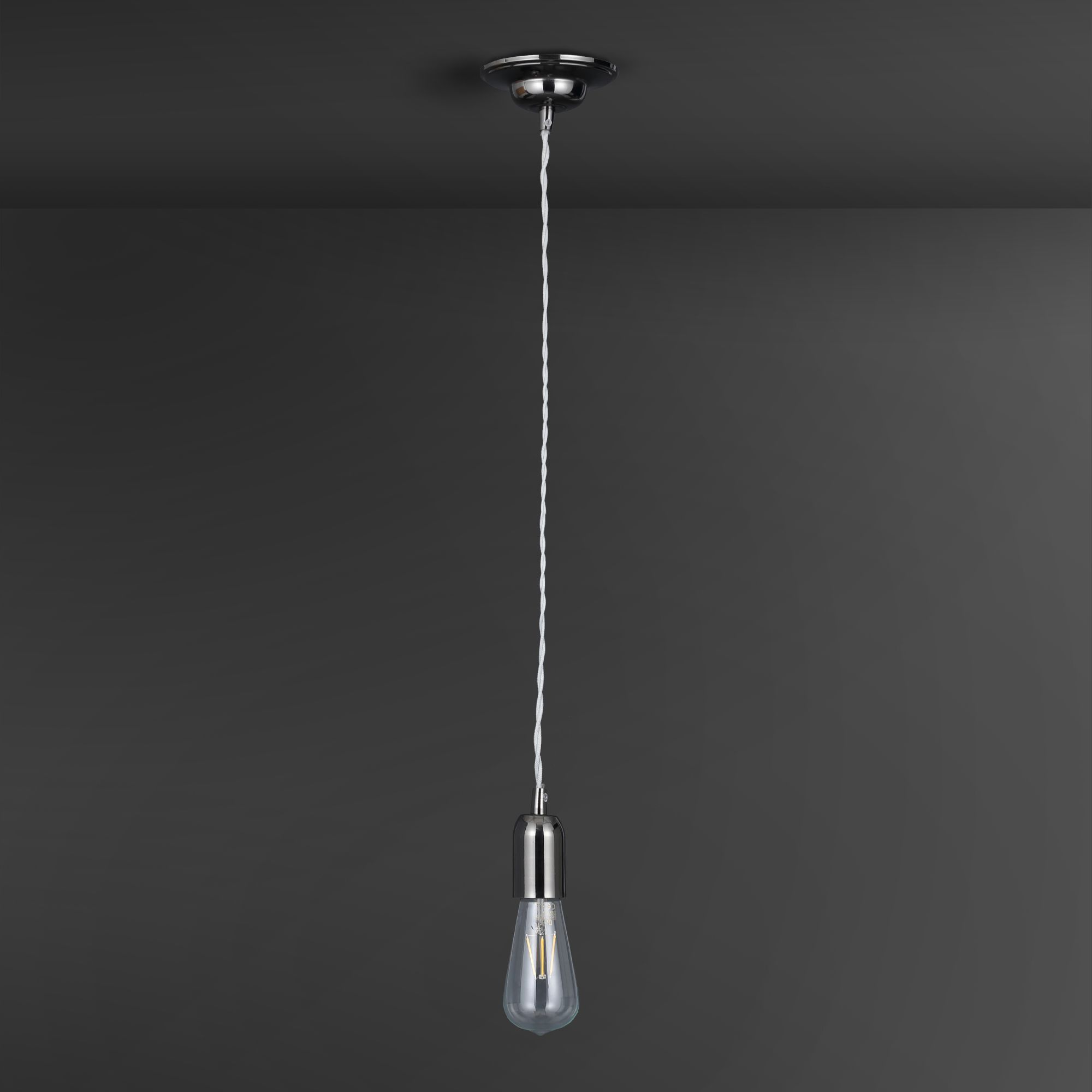 Colours Pendant Fabric & metal Grey Nickel effect Ceiling light