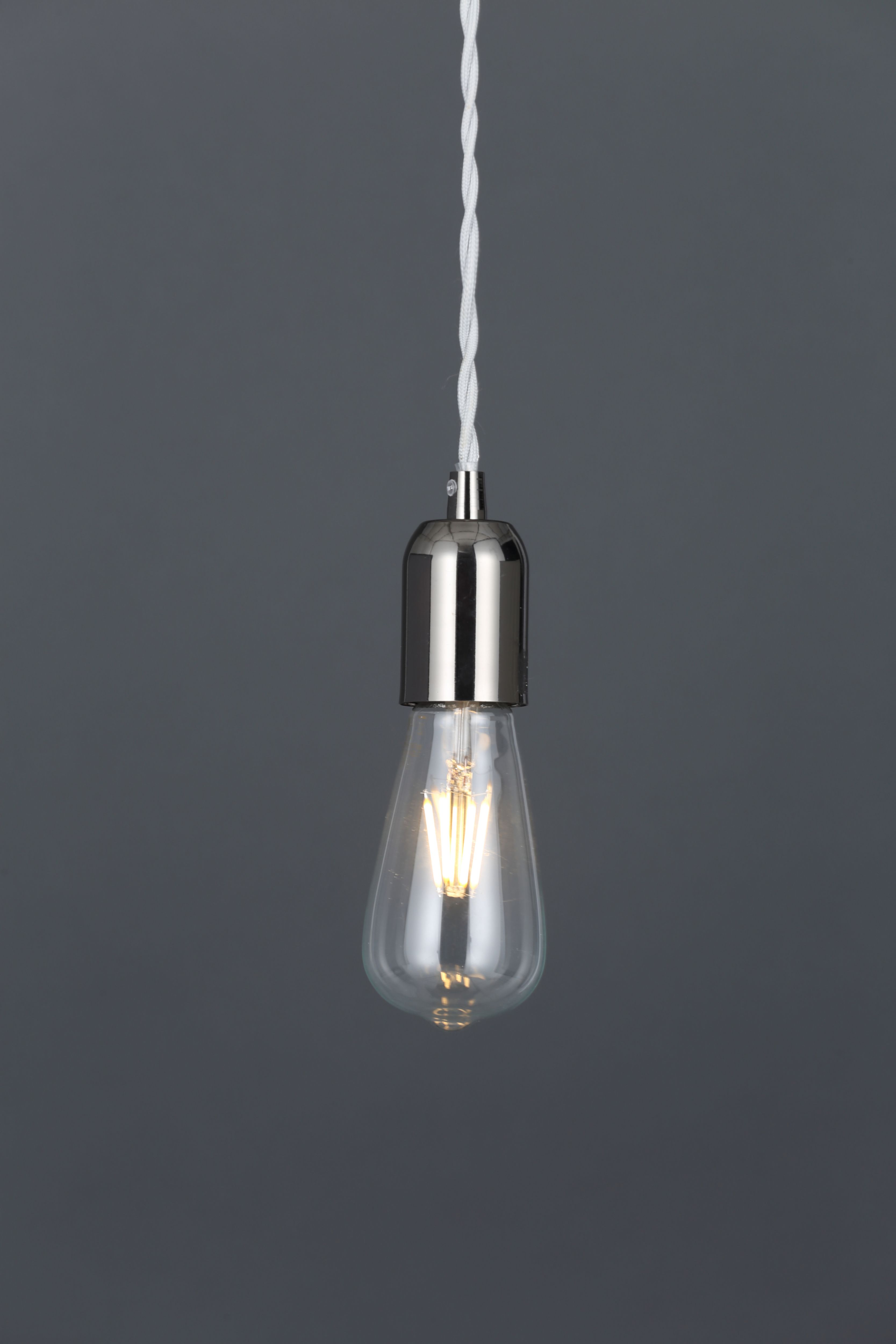 Colours Pendant Fabric & metal Grey Nickel effect Ceiling light
