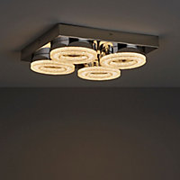 Colours Perna Brushed Metal & plastic Chrome effect 4 Lamp LED Ceiling light