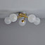 Colours Pila Brushed Glass & metal Gold effect 5 Lamp Ceiling light