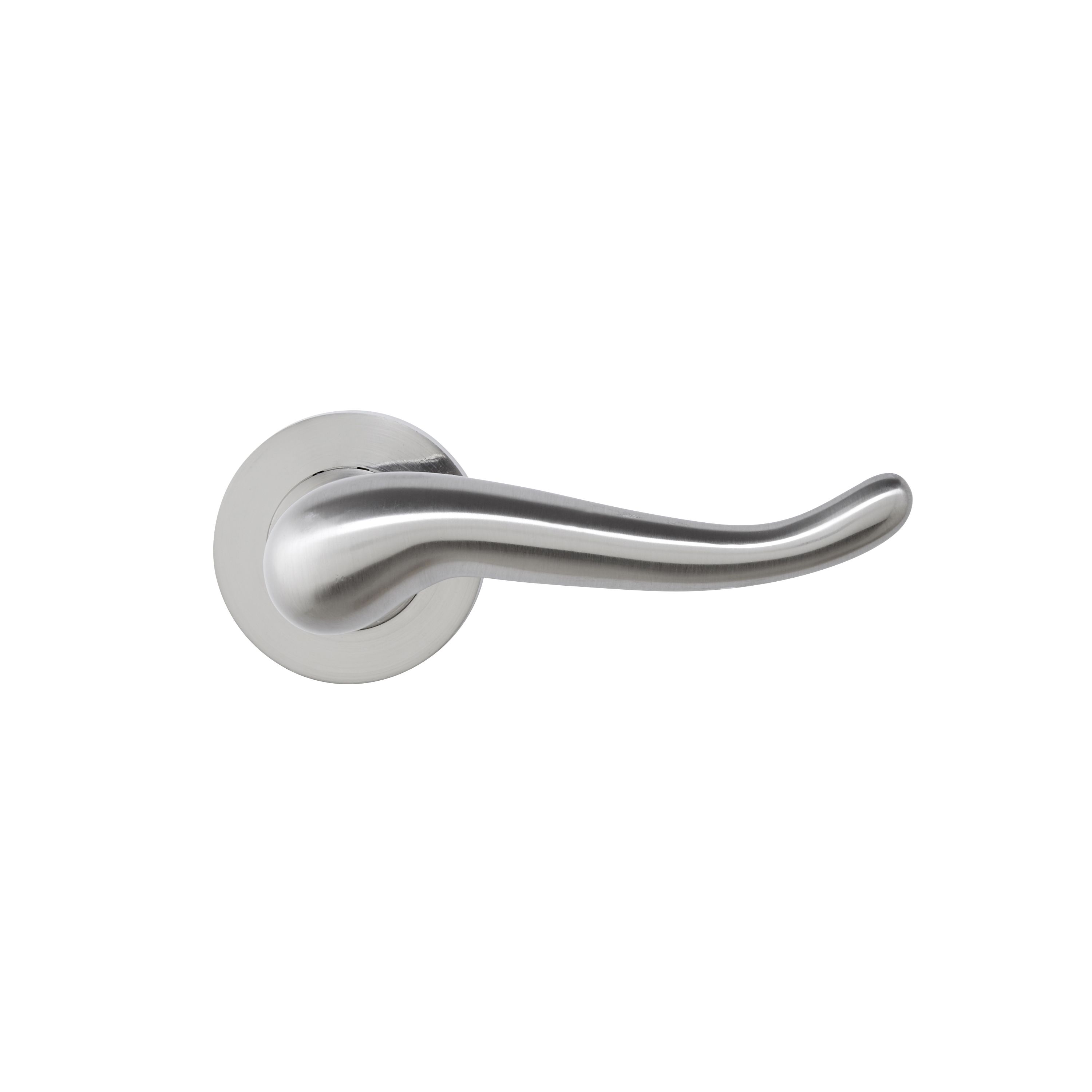 Colours Rhyl Satin Nickel effect Brass Curved Latch Push-on rose Door handle (L)119mm