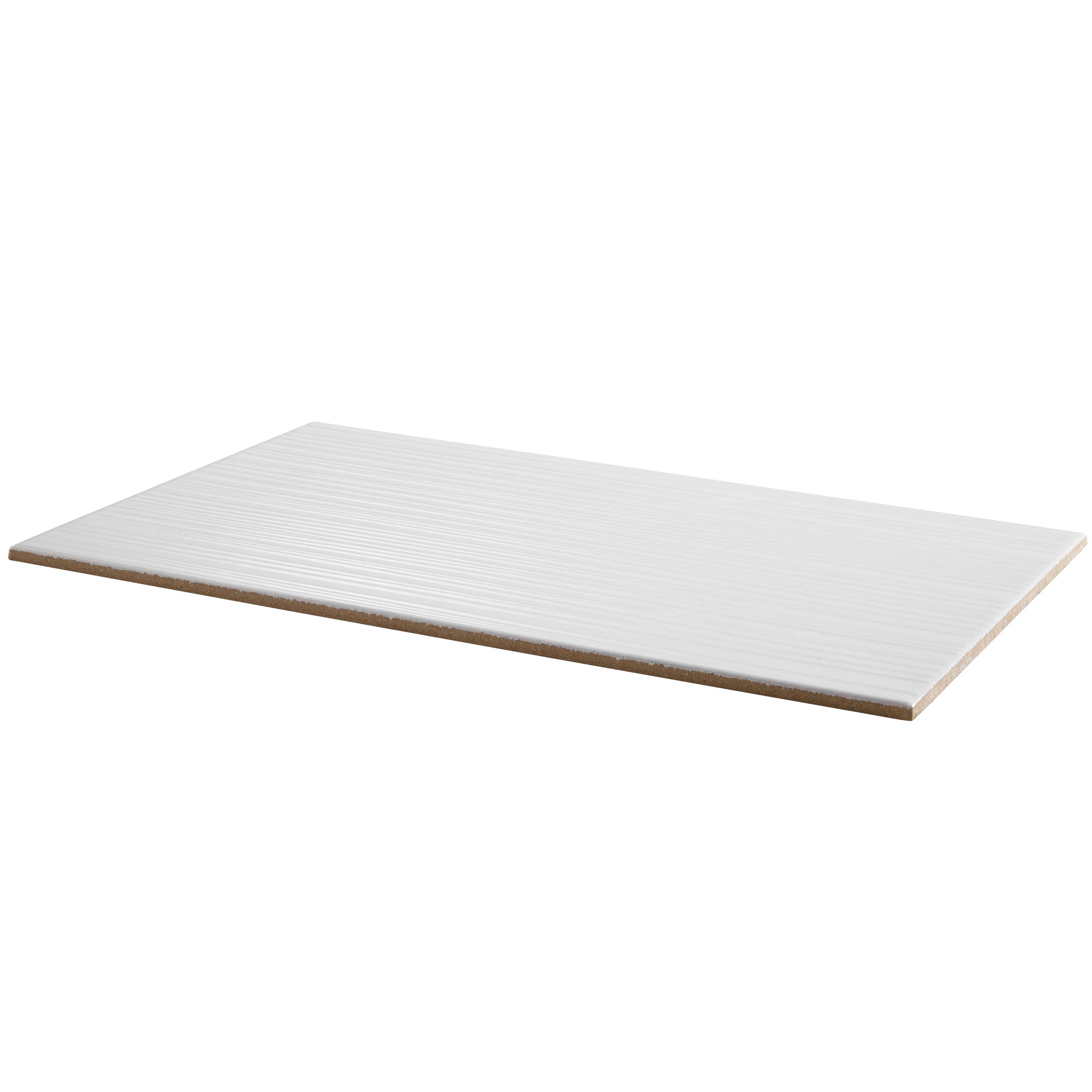 Colours Salerna White Gloss Linear Embossed Porcelain Indoor Wall Tile Sample