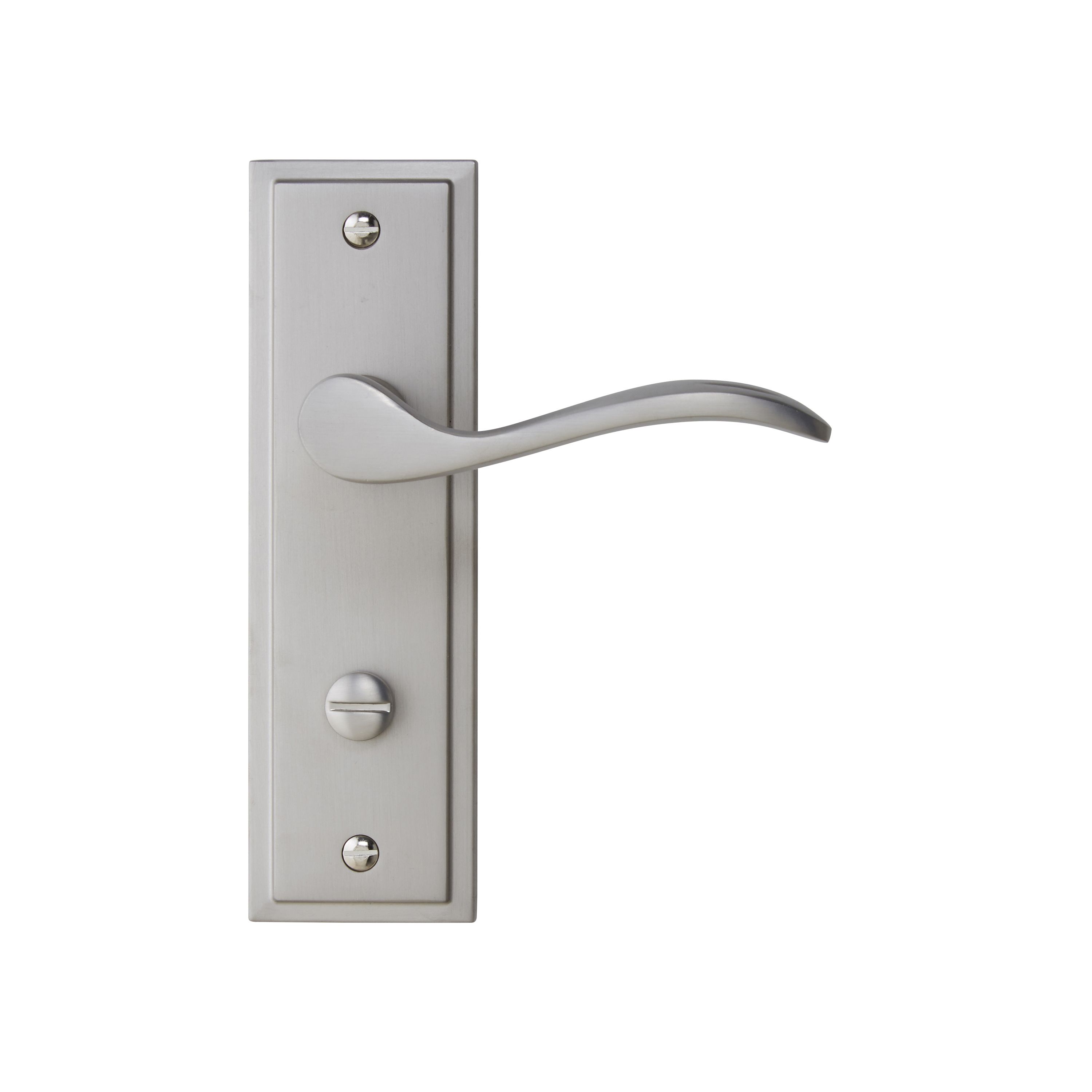 Colours Sennen Nickel effect Aluminium Scroll WC Door handle (L)105mm, Pair