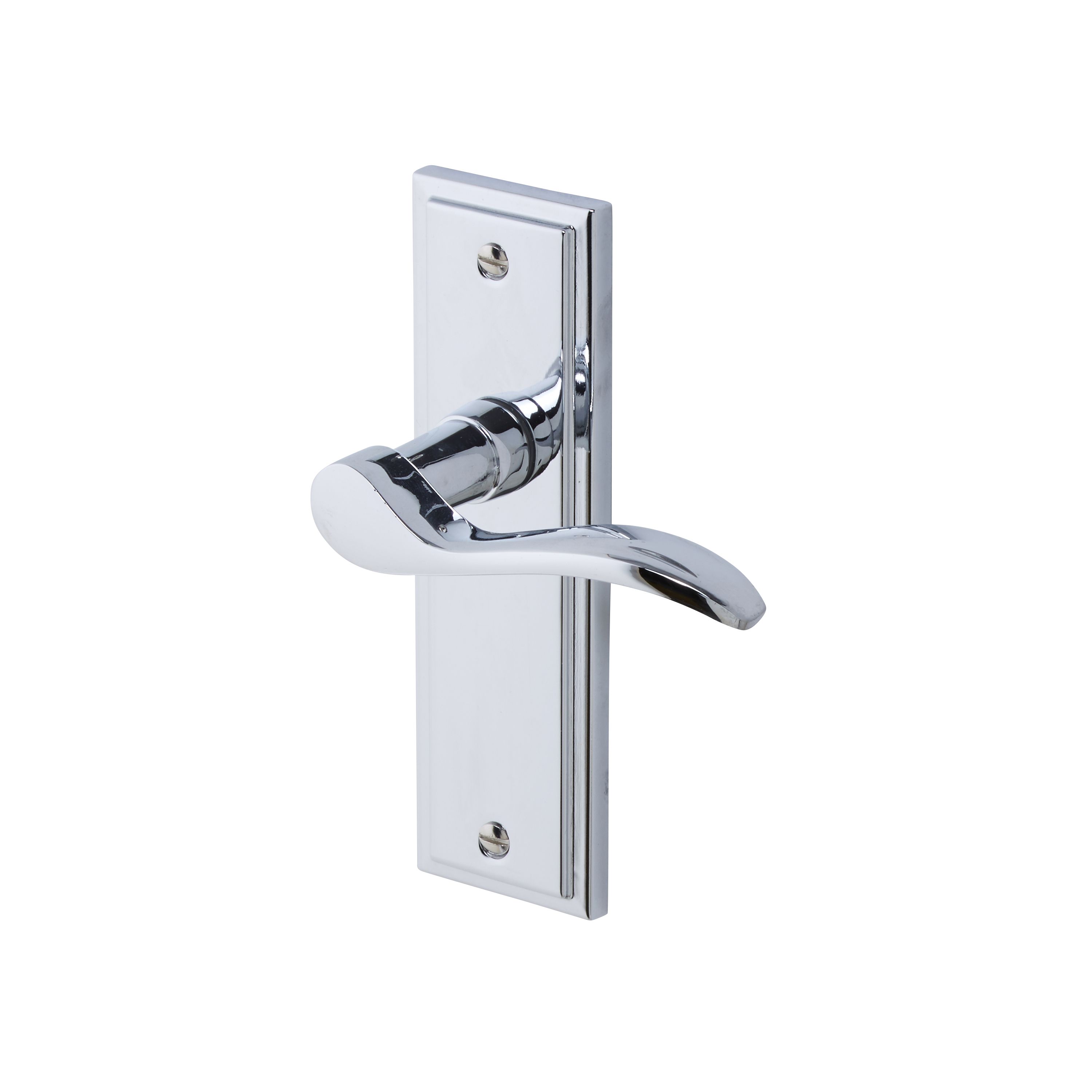 Colours Sennen Polished Chrome effect Aluminium Scroll Latch Door handle (L)105mm, Pair Tradepoint