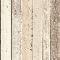 Colours Shoreline Beige Timber cladding Wood effect Textured Wallpaper