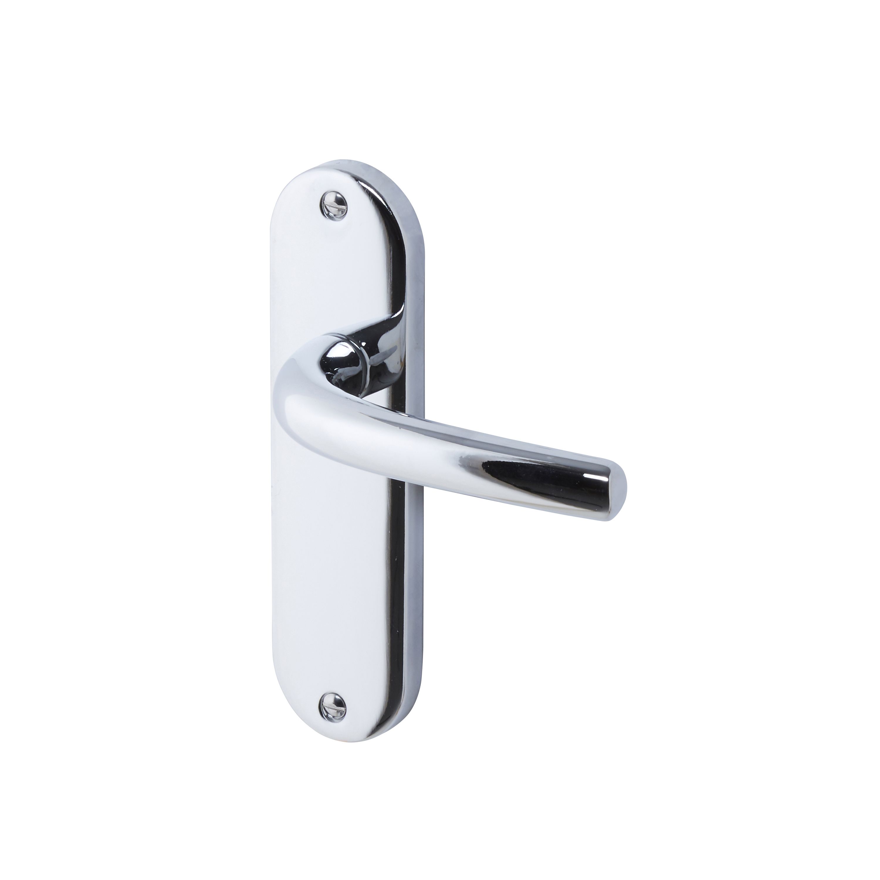 Colours Soure Polished Chrome effect Aluminium Straight Latch Door handle (L)125mm