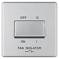 Colours Steel 10A 1 gang Flat Fan isolator Screwless Switch