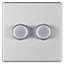 Colours Steel Flat profile Double 2 way Screwless Dimmer switch