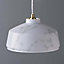 Colours Stratum Pendant Brushed Satin Glass & steel Marble effect Ceiling light