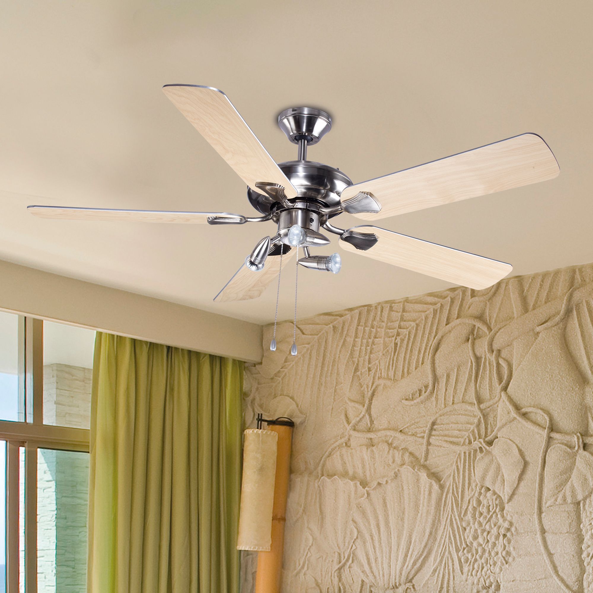 Colours Tioga Modern Chrome effect Ceiling fan light