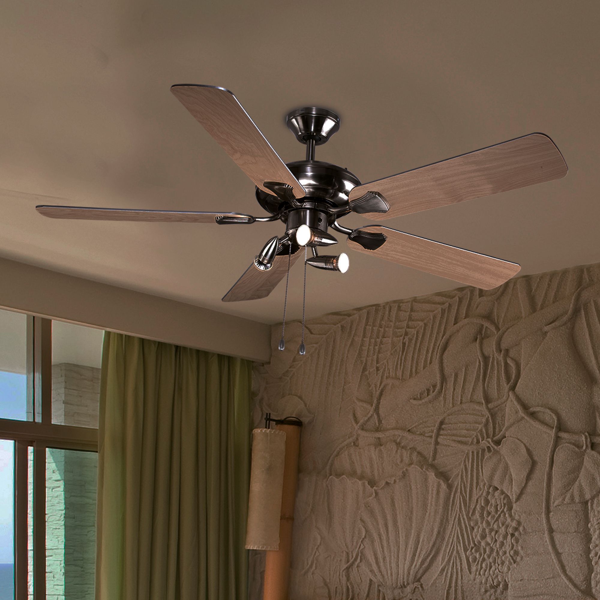 Colours Tioga Modern Chrome effect Ceiling fan light