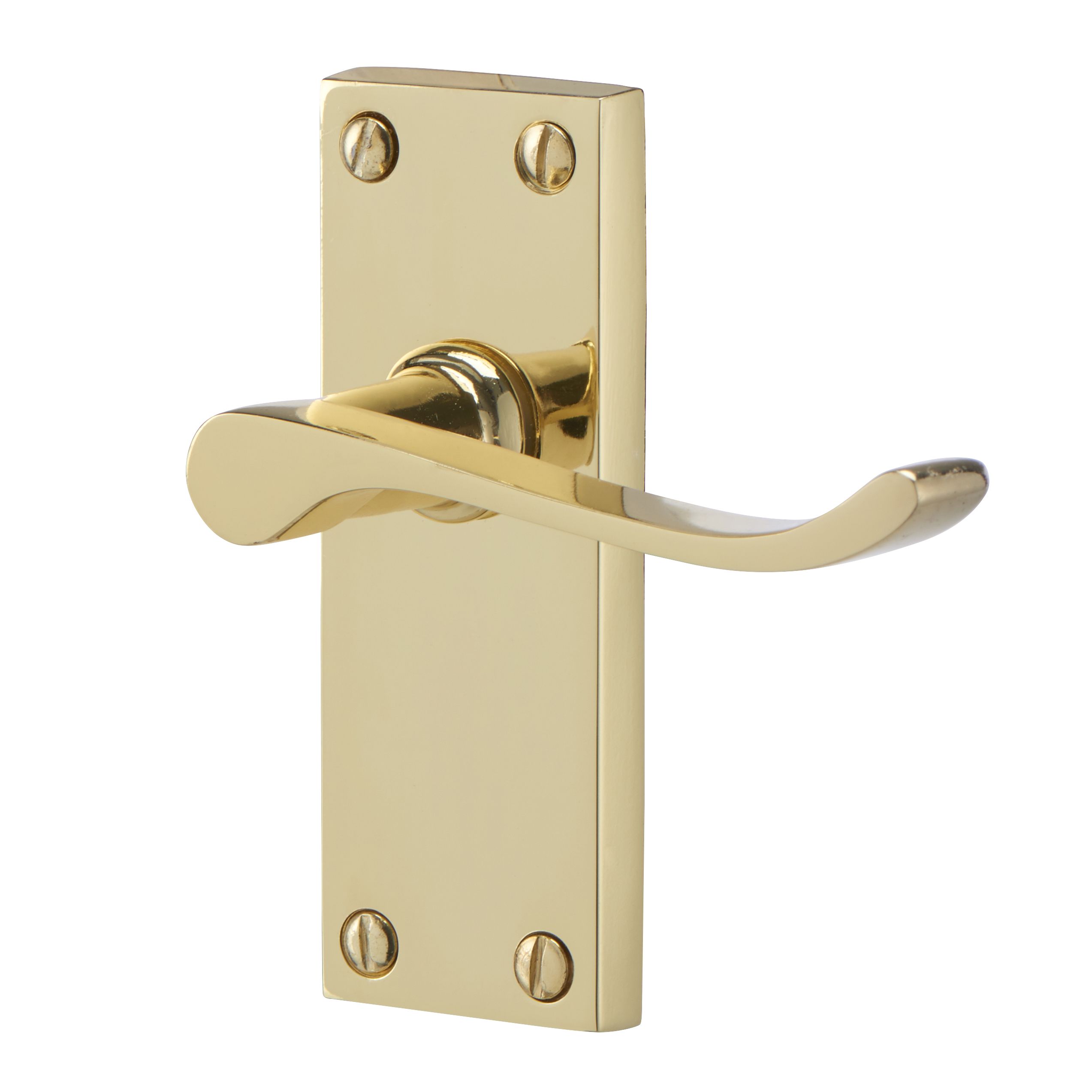 Colours Toen Polished Brass Effect Aluminium Scroll Latch Door Handle ...