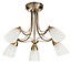Colours Trivia Brushed Glass & metal Antique brass effect 5 Lamp Ceiling light