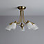 Colours Trivia Brushed Glass & metal Antique brass effect 5 Lamp Ceiling light