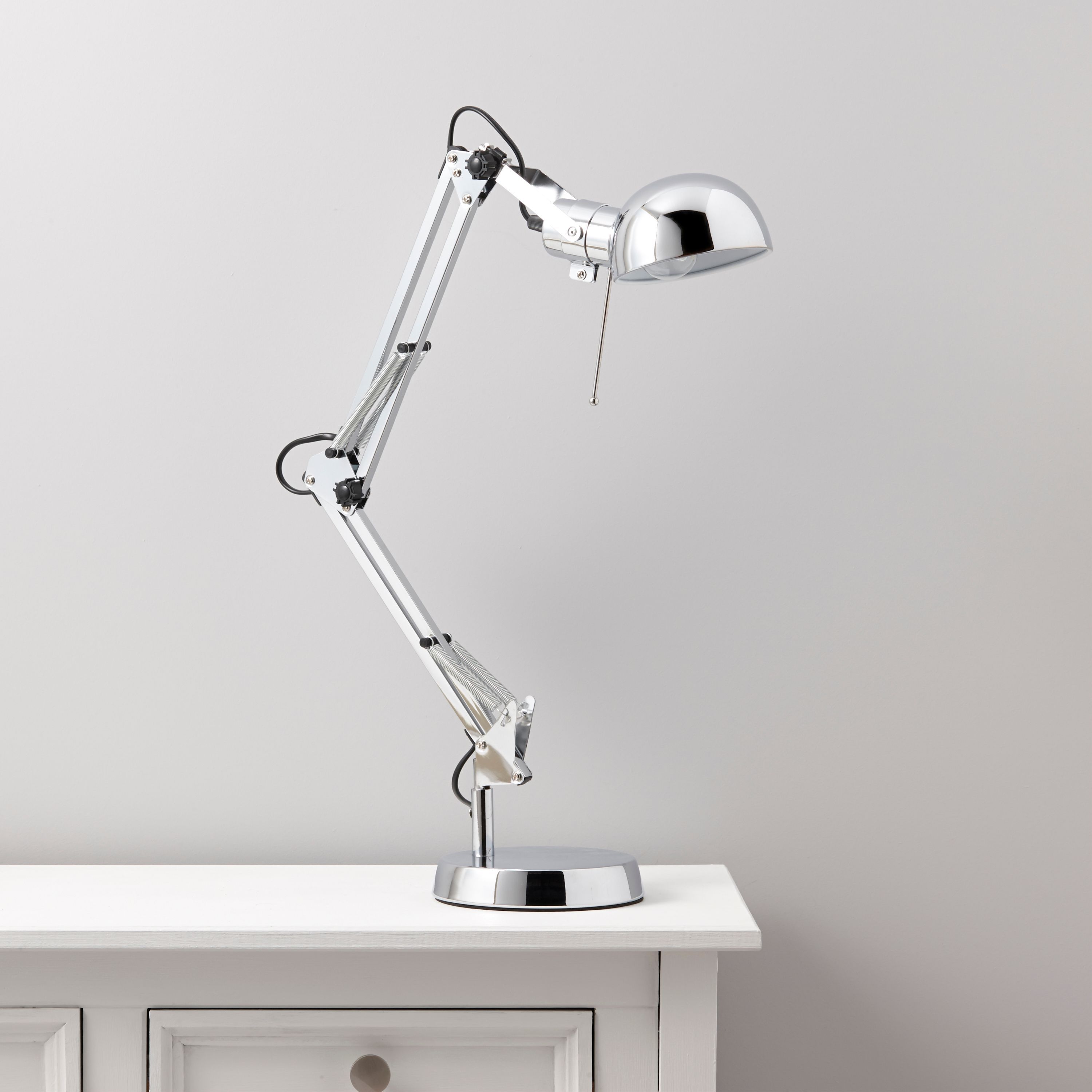 Colours Tutti Matt Chrome effect Incandescent Desk lamp