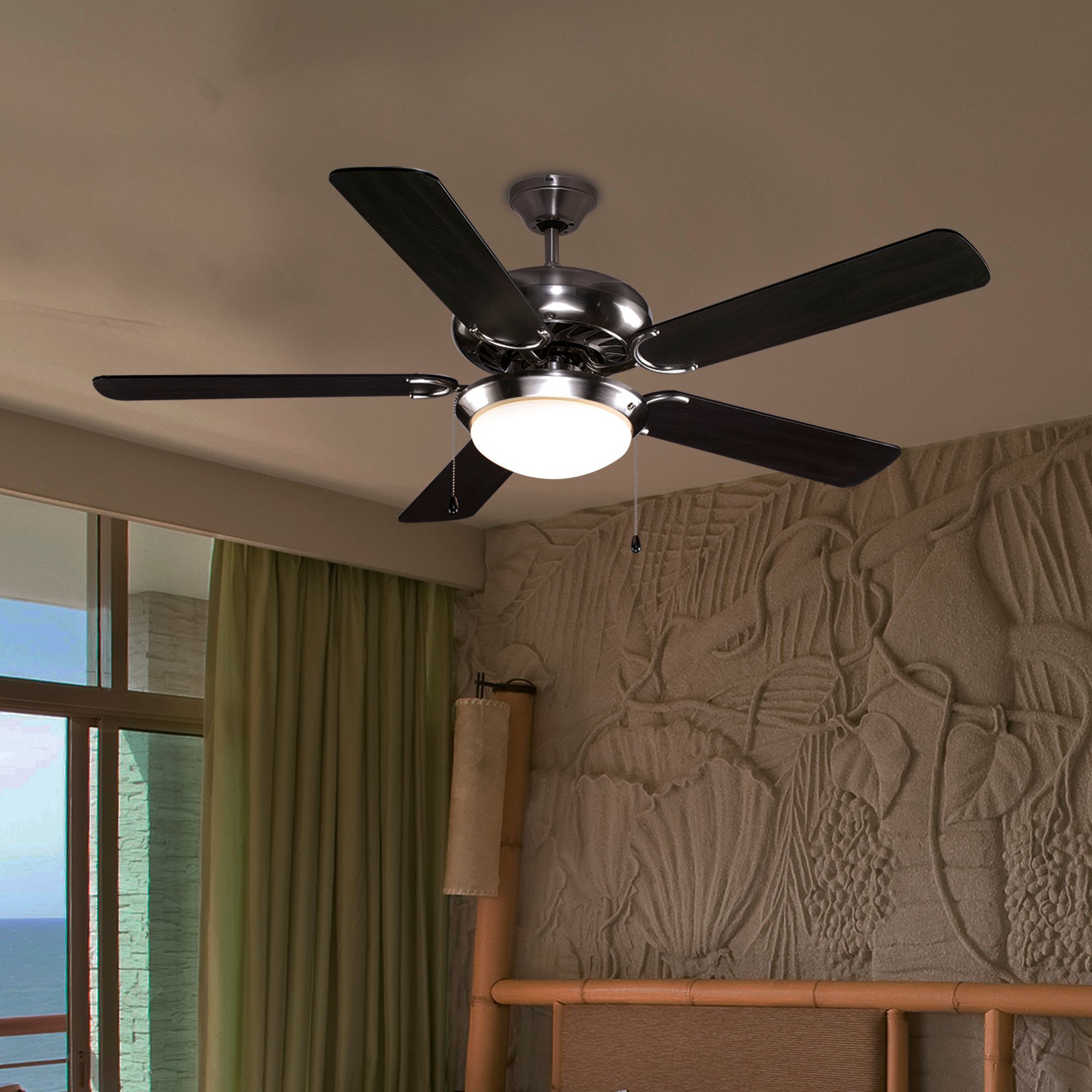Colours Velva Modern Silver Chrome effect Ceiling fan light