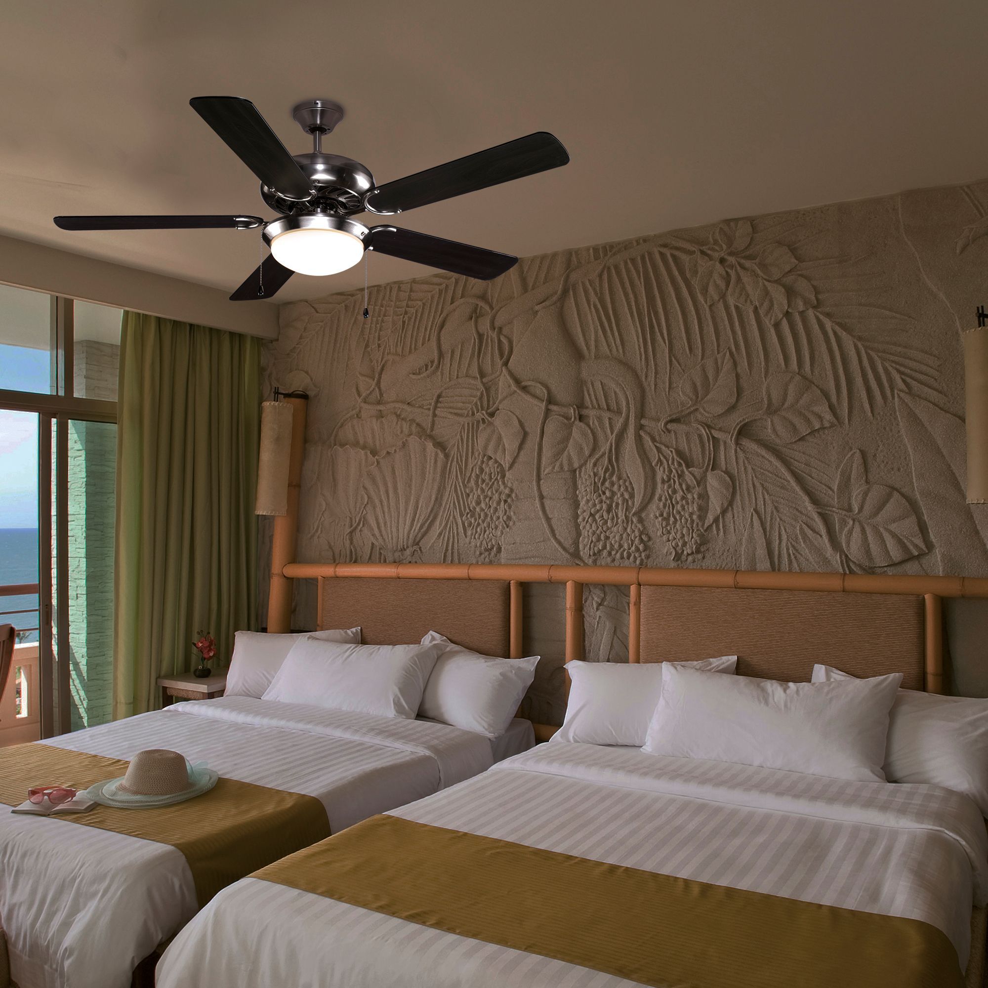 Colours Velva Modern Silver Chrome effect Ceiling fan light