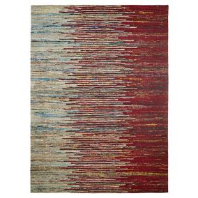 Colours Yazmine Striped Red Rug (L)1.7m (W)1.2m